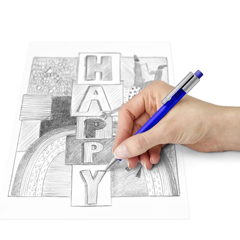 Staedtler-Graphite-777-1-portamine-05-mm---1-tubo-di-mine-HB---corpo-gommato---guida-mina-anti-rottura---colori-assortiti