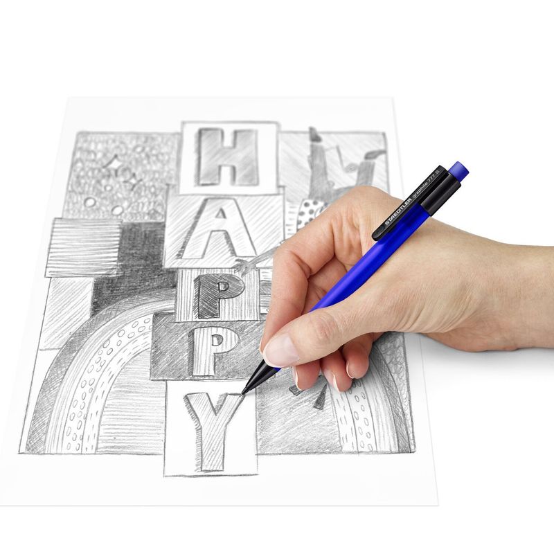 Staedtler-Graphite-777-1-portamine-05-mm---1-tubo-di-mine-HB---corpo-gommato---guida-mina-anti-rottura---colori-assortiti