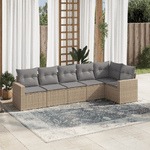 vidaXL Set Divano da Giardino 6 pz con Cuscini Beige in Polyrattan