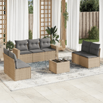 vidaXL Set Divano da Giardino 8 pz con Cuscini Beige in Polyrattan