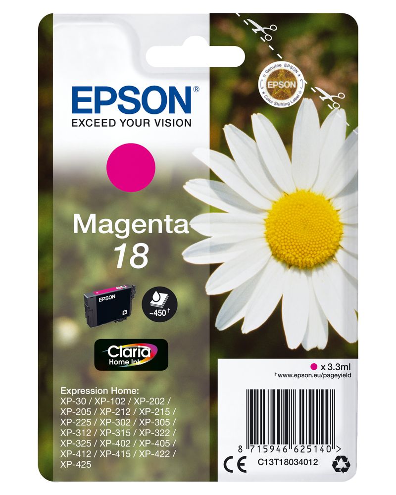 ORIGINALE-Epson-Cartuccia-d--39inchiostro-magenta-C13T18034012-18-180-pagine-33ml-standard