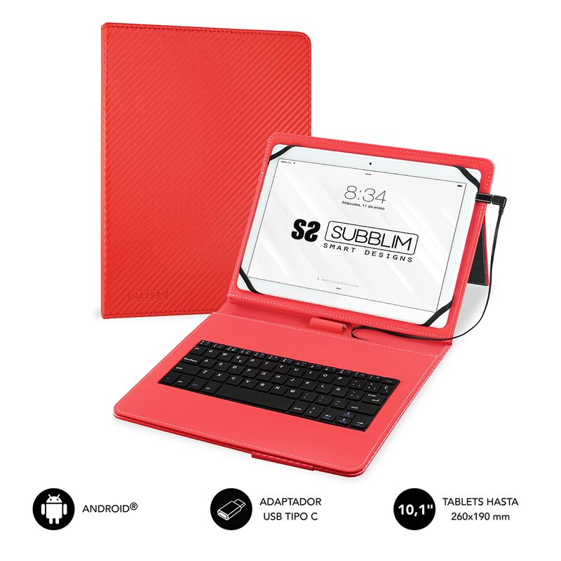 SUBBLIM-SUB-KT1-USB002-tastiera-per-dispositivo-mobile-Rosso-Micro-USB-QWERTY-Spagnolo