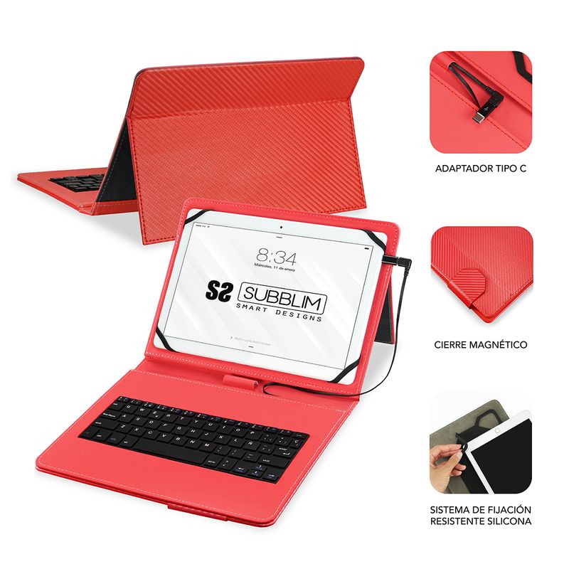 SUBBLIM-SUB-KT1-USB002-tastiera-per-dispositivo-mobile-Rosso-Micro-USB-QWERTY-Spagnolo