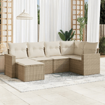 vidaXL Set Divano da Giardino 6 pz con Cuscini Beige in Polyrattan