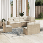 vidaXL Set Divano da Giardino 8 pz con Cuscini Beige in Polyrattan