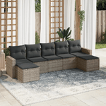 vidaXL Set Divani da Giardino 7 pz con Cuscini Grigio in Polyrattan