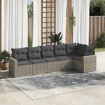 vidaXL Set Divano da Giardino 6 pz con Cuscini Grigio in Polyrattan