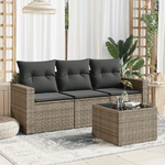 vidaXL Set Divani da Giardino 4 pz con Cuscini in Polyrattan Grigio