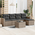 vidaXL Set Divano da Giardino 6 pz con Cuscini Grigio in Polyrattan