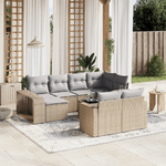 vidaXL Set Divani da Giardino 11 pz con Cuscini Beige in Polyrattan