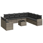 vidaXL Set Divani da Giardino 11 pz con Cuscini in Polyrattan Grigio