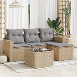 vidaXL Set Divano da Giardino 5 pz con Cuscini Beige in Polyrattan