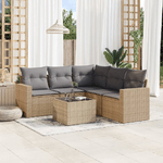 vidaXL Set Divano da Giardino 6 pz con Cuscini Beige in Polyrattan