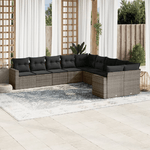 vidaXL Set Divano da Giardino 10 pz con Cuscini Grigio in Polyrattan