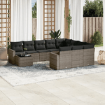 vidaXL Set Divani da Giardino 11 pz con Cuscini in Polyrattan Grigio