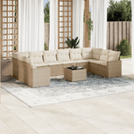 vidaXL Set Divani da Giardino 11 pz con Cuscini Beige in Polyrattan