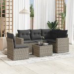 vidaXL Set Divano da Giardino 6 pz con Cuscini Grigio in Polyrattan