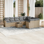 vidaXL Set Divano da Giardino 10 pz con Cuscini Beige in Polyrattan