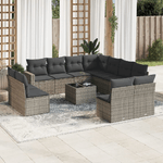 vidaXL Set Divani da Giardino 12 pz con Cuscini Grigio in Polyrattan