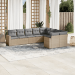 vidaXL Set Divano da Giardino 9 pz con Cuscini Beige in Polyrattan