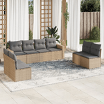 vidaXL Set Divano da Giardino 8 pz con Cuscini Beige in Polyrattan