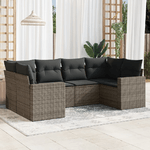 vidaXL Set Divano da Giardino 6 pz con Cuscini Grigio in Polyrattan