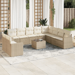 vidaXL Set Divani da Giardino 11 pz con Cuscini Beige in Polyrattan