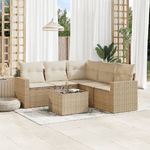 vidaXL Set Divano da Giardino 6 pz con Cuscini Beige in Polyrattan