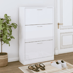 Scarpiera Bianco Lucido 63x24x103 cm in Legno ingegnerizzato