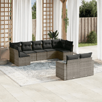 vidaXL Set Divano da Giardino 9 pz con Cuscini Grigio in Polyrattan