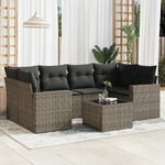 vidaXL Set Divani da Giardino 7 pz con Cuscini Grigio in Polyrattan