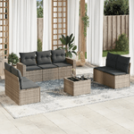 vidaXL Set Divano da Giardino 8 pz con Cuscini Grigio in Polyrattan