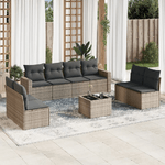 vidaXL Set Divano da Giardino 9 pz con Cuscini Grigio in Polyrattan