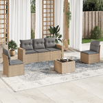 vidaXL Set Divano da Giardino 6 pz con Cuscini Beige in Polyrattan