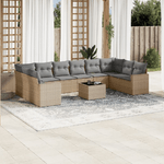 vidaXL Set Divani da Giardino 11 pz con Cuscini Beige in Polyrattan