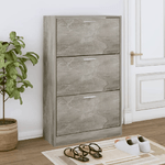 Scarpiera Grigio Cemento 63x24x103 cm in Legno ingegnerizzato