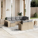 vidaXL Set Divano da Giardino 10 pz con Cuscini Beige in Polyrattan