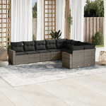 vidaXL Set Divano da Giardino 9 pz con Cuscini Grigio in Polyrattan