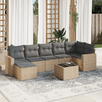 vidaXL Set Divano da Giardino 8 pz con Cuscini Beige in Polyrattan