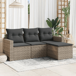 vidaXL Set Divani da Giardino 4 pz con Cuscini in Polyrattan Grigio