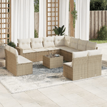 vidaXL Set Divani da Giardino 12 pz con Cuscini Beige in Polyrattan