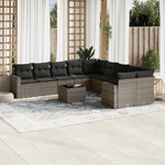 vidaXL Set Divani da Giardino 11 pz con Cuscini in Polyrattan Grigio