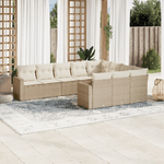 vidaXL Set Divano da Giardino 10 pz con Cuscini Beige in Polyrattan