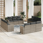 vidaXL Set Divani da Giardino 12 pz con Cuscini Grigio in Polyrattan