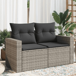 vidaXL Divano da Giardino con Cuscini 2 Posti Grigio in Polyrattan