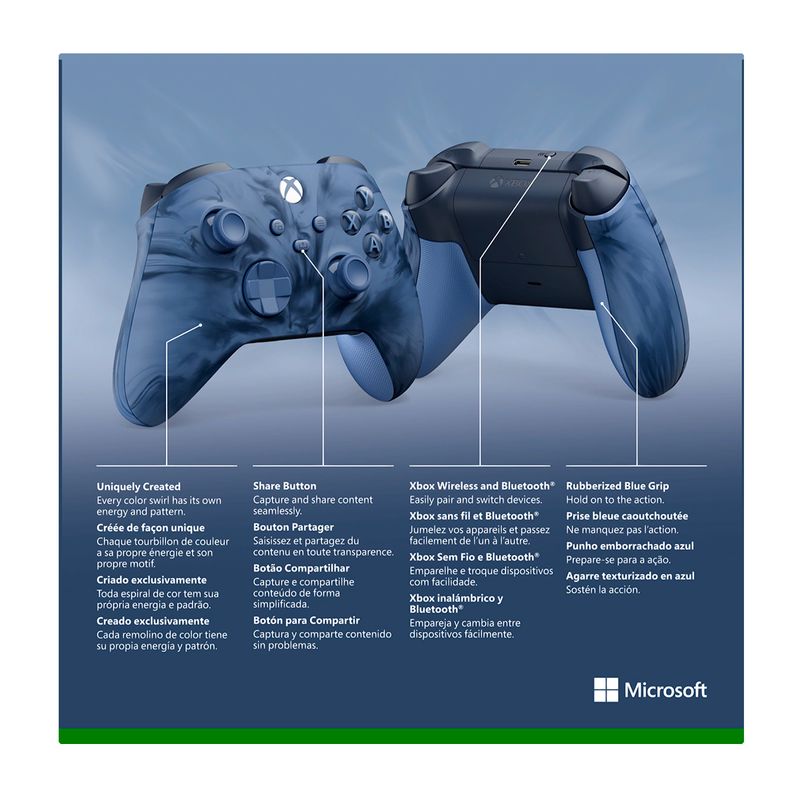 Microsoft-Xbox-Wireless-Controller-Stormcloud-Vapor-Special-Edition-Blu-Bluetooth-USB-Gamepad-Analogico