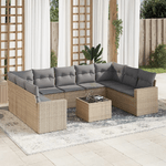 vidaXL Set Divano da Giardino 10 pz con Cuscini Beige in Polyrattan