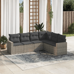 vidaXL Set Divano da Giardino 6 pz con Cuscini Grigio in Polyrattan