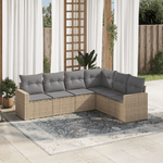 vidaXL Set Divano da Giardino 6 pz con Cuscini Beige in Polyrattan