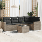 vidaXL Set Divano da Giardino 6 pz con Cuscini Grigio in Polyrattan